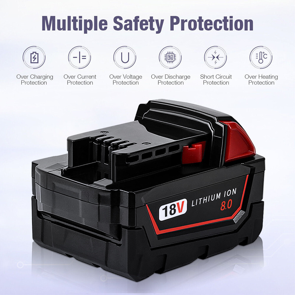 2x 8.0AH Battery For Milwaukee For M18 18V Lithium Extended Capacity 48-11-1860
