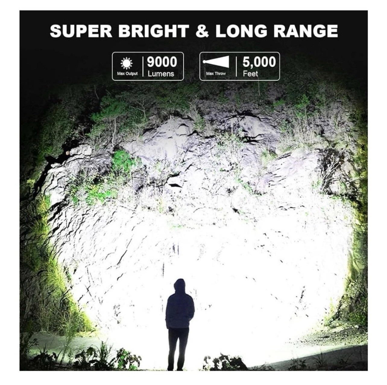 Rechargeable Super Bright Led Flashlight Handheld Spot Lights Outdoor