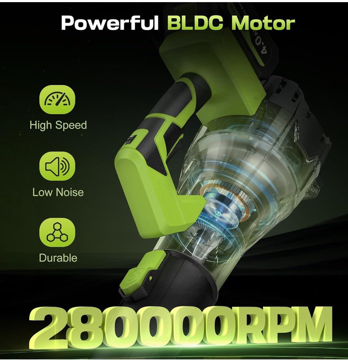Cordless Leaf Blower 650CFM 288MPH 5A Batteries 6-Speed Handheld