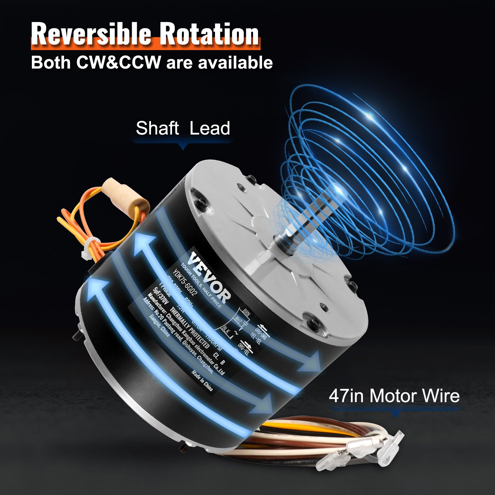 Condenser Fan Motor 5KCP39BGS069S, 5KCP39BGY915S, 1/10 HP, 208-230V, 1100RPM – P