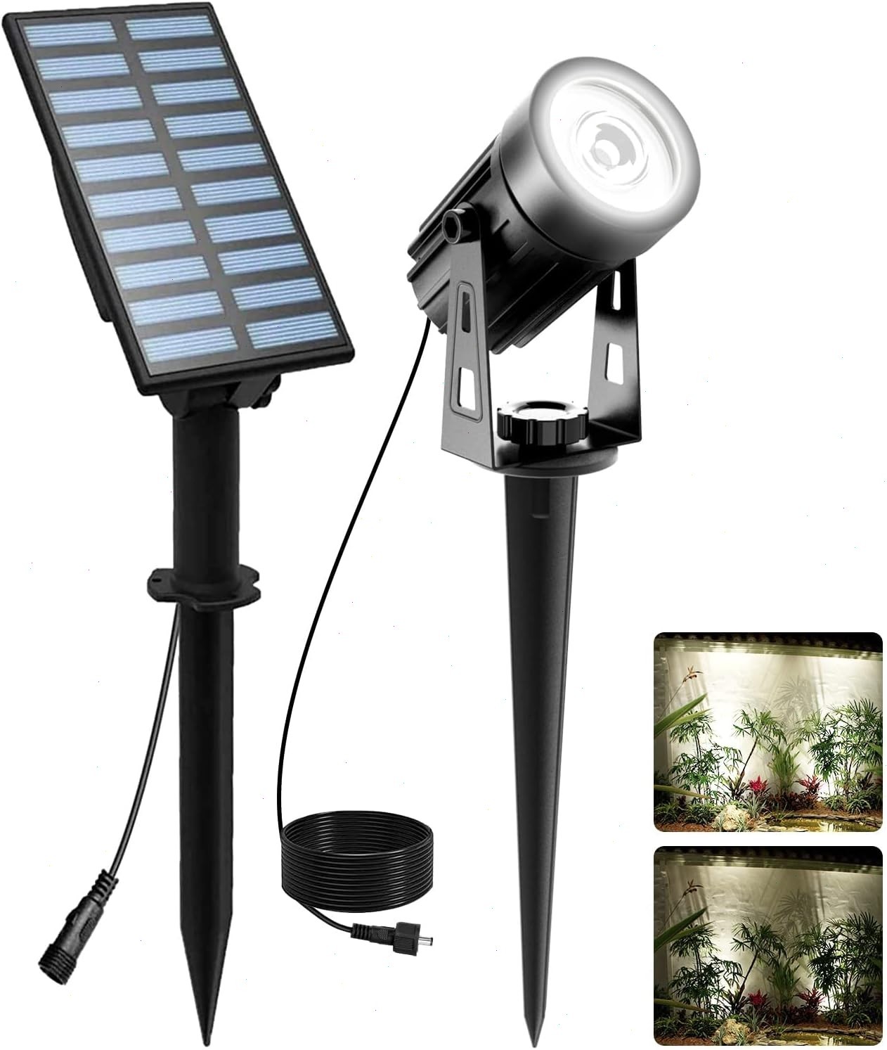 T-SUN Solar Powered Landscape Spotlight Garden Pathway Light IP65 Clear White US