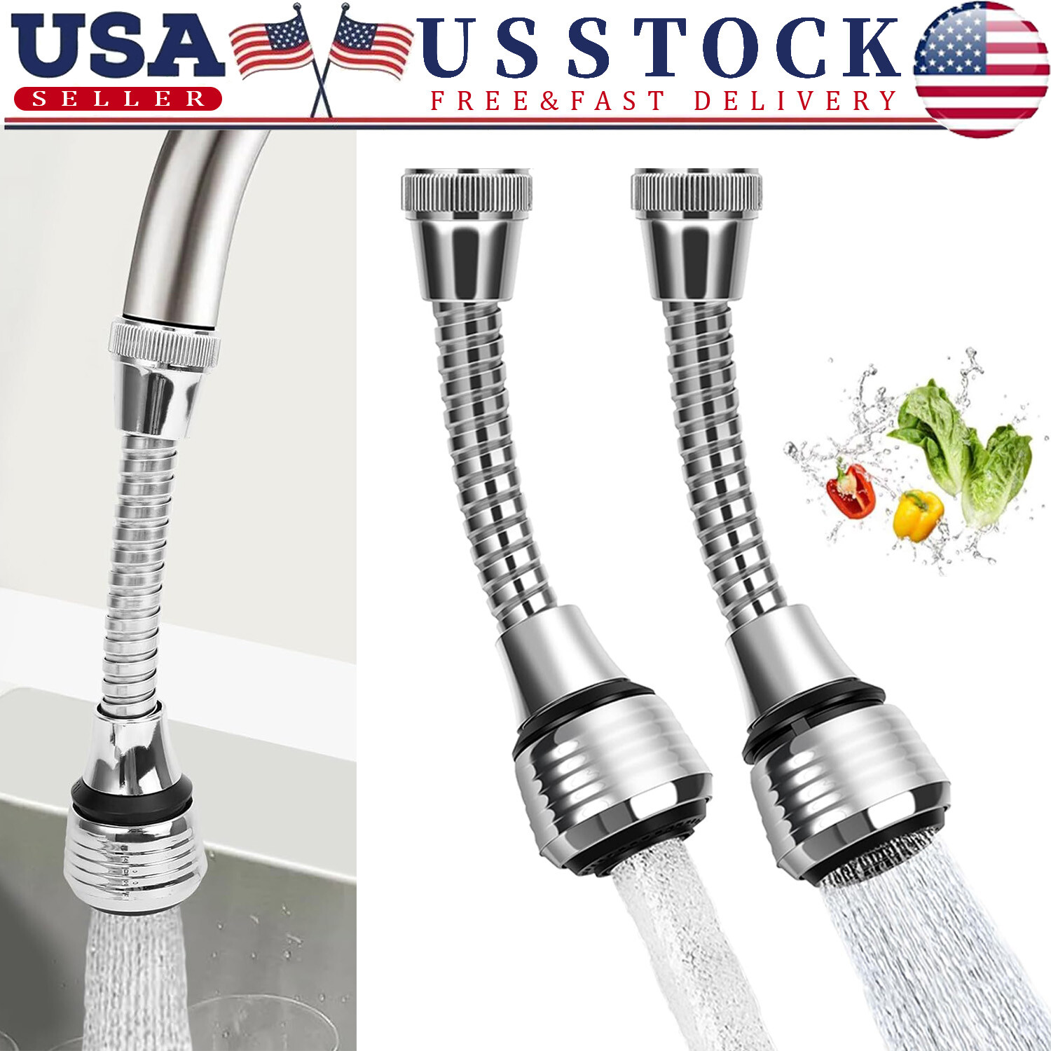 360 Degree Rotating Faucet Movable Kitchen Tap Head Water Saving Nozzle Sprayer