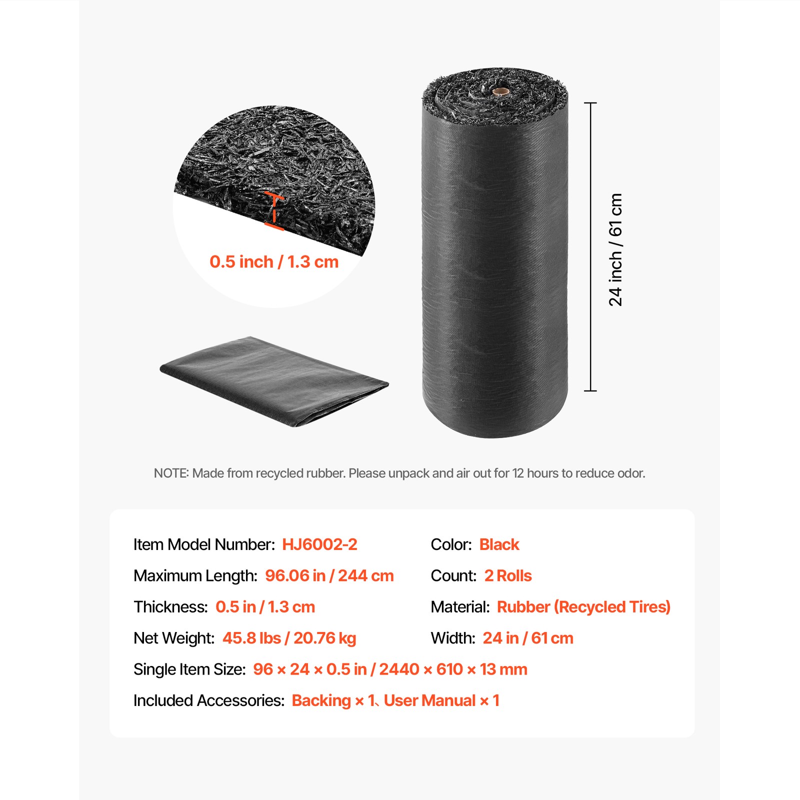 Uimoso Rubber Mulch Roll 96 x 24in for Landscaping Garden Pathway Mat 2 Rolls