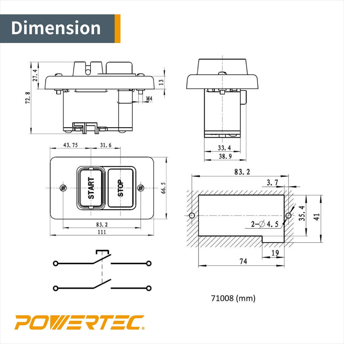 110/220V Single Phase On/Off Switch, 3HP Power Tool Switch for Table & Band Saw
