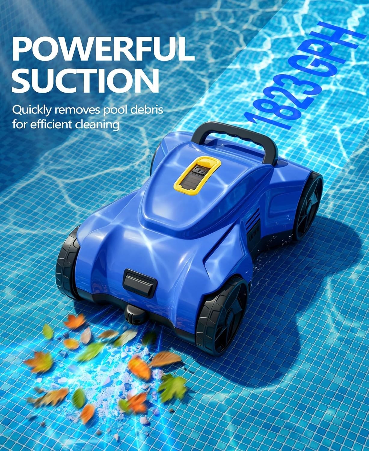 Cordless Pool Cleaner Robot – Auto Debris Removal, 120Min Runtime, Blue