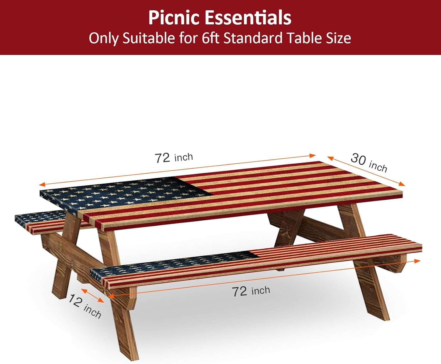 Picnic Table Cover with Bench Covers 6FT 3PCS Camping Essentials Waterproof 72″
