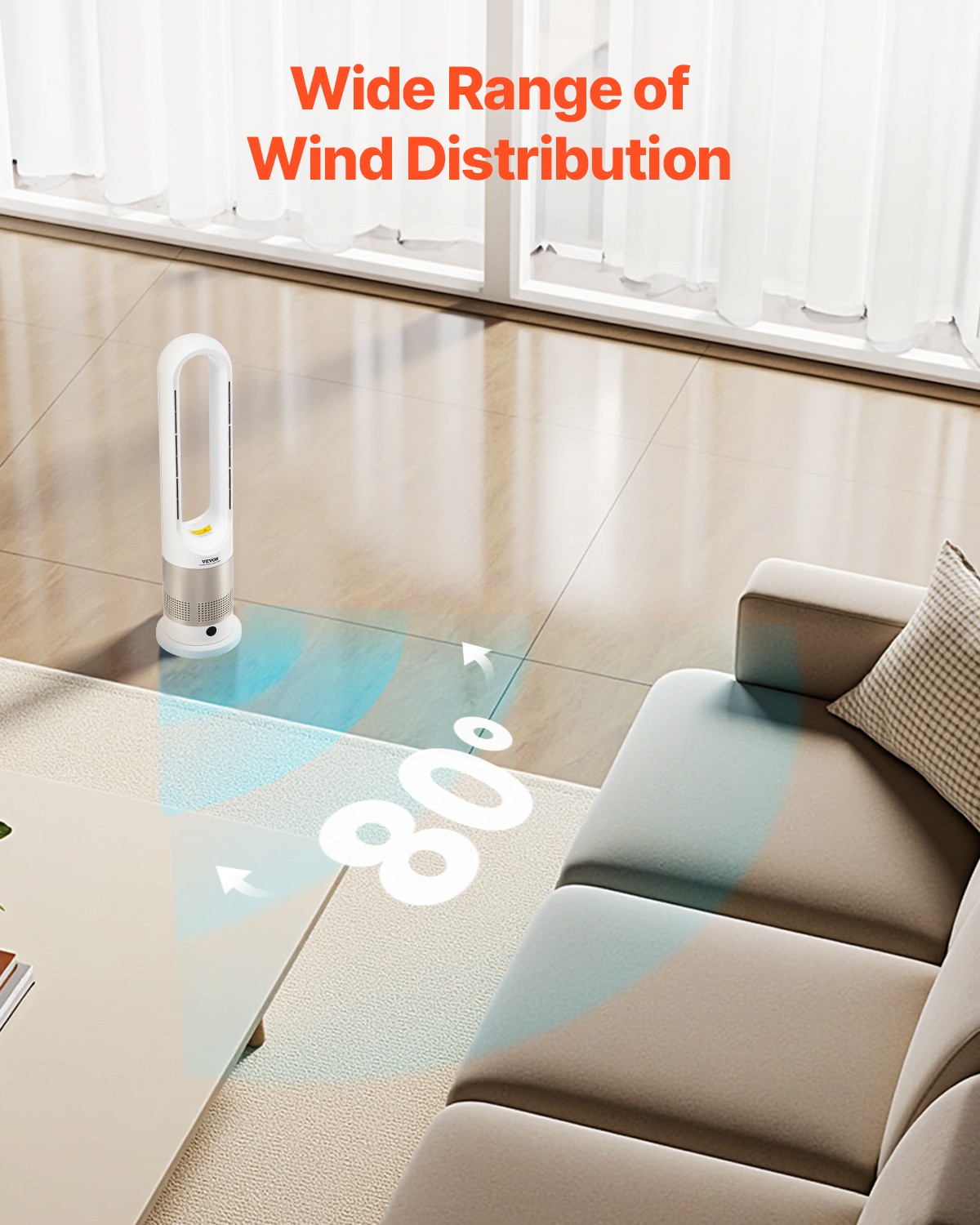 26″ Bladeless Tower Fan Heating Cooling Remote Control Timer Oscillating 8 Speed