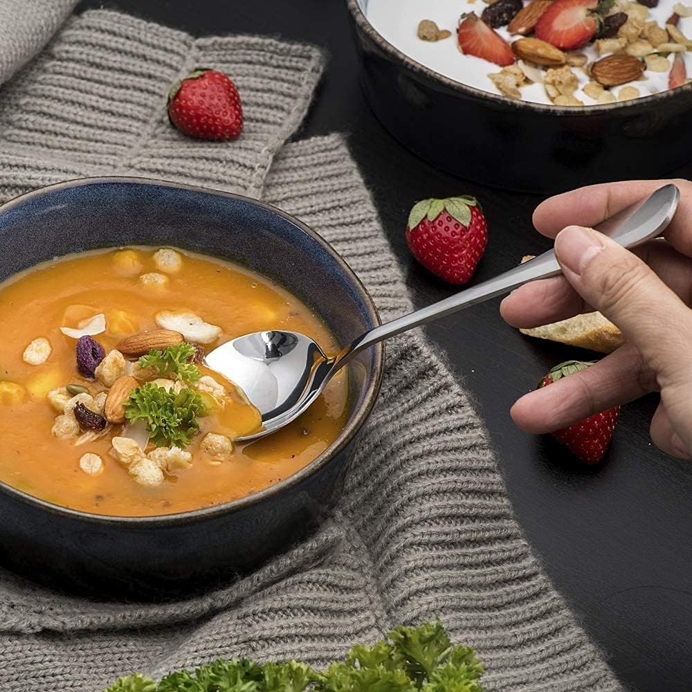 Soup Spoons 8-Piece Premium Stainless Steel Spoons round Spoons, Heavy-Weight