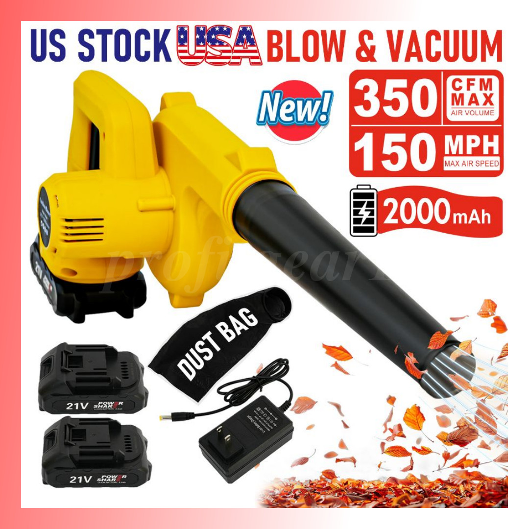 Portable Leaf Blower, 21V Handheld Cordless Leaf Blower, w/2 Batteries & Charger