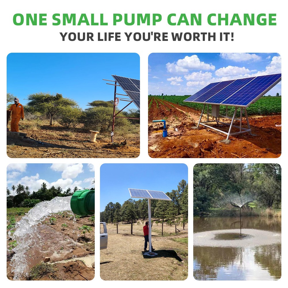 US STOCK DIFFUL 3inch 48V 0.8HP DC Solar Water Pump For Draining MPPT Controller
