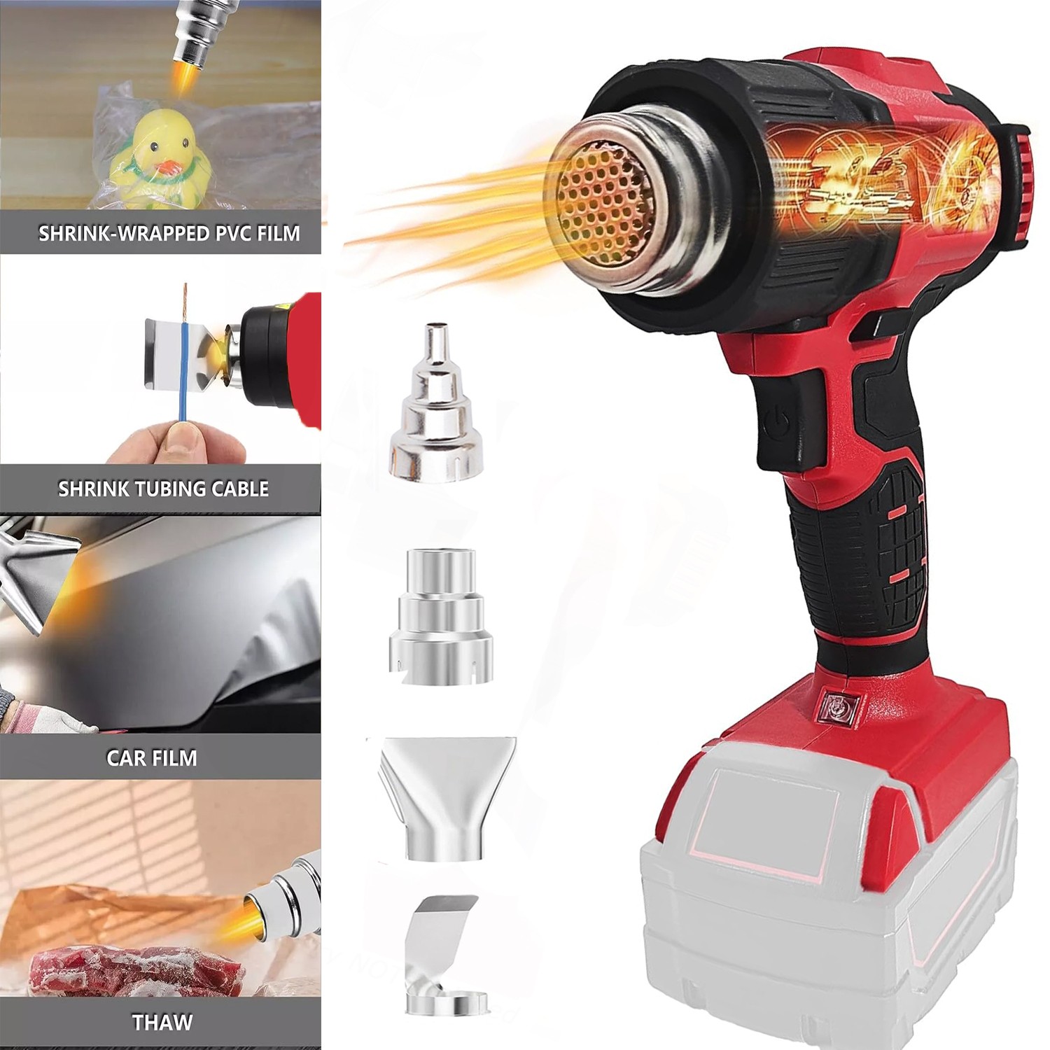 NEW Heat Gun For Milwaukee 18V Li-Ion Battery 360W Hot Air Gun Kit 4× Nozzles