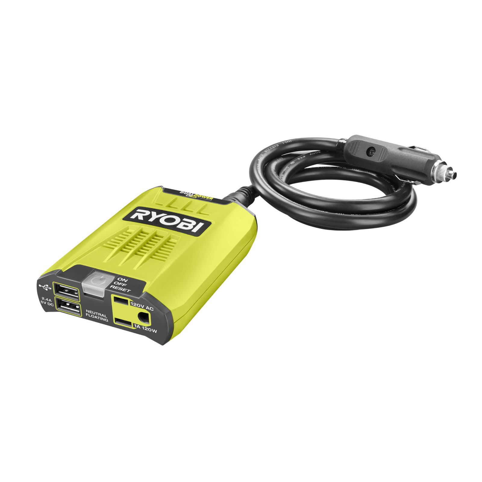 🔋RYOBI 18V 120-Watt 12V Automotive Power Inverter with Dual USB Ports RYi120A