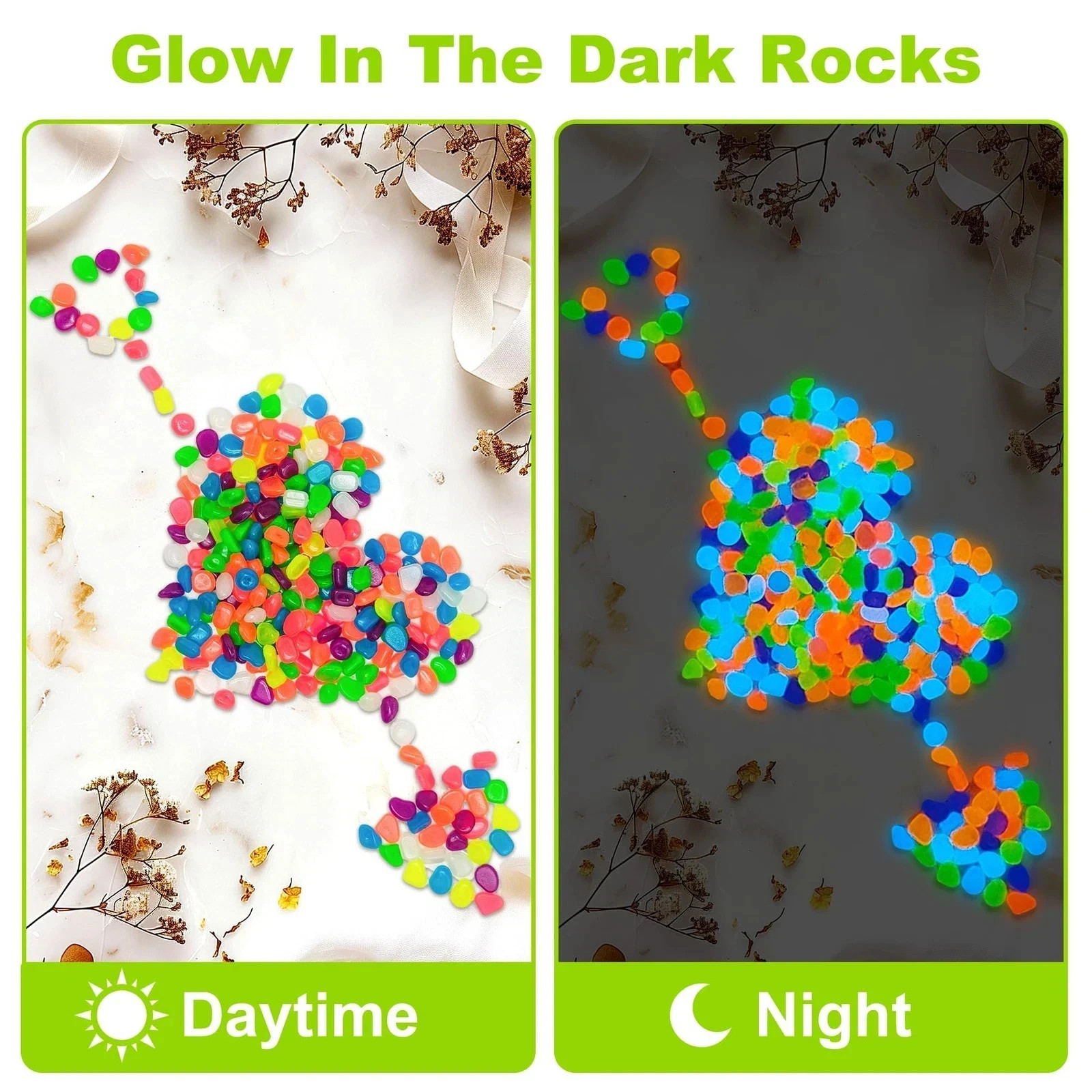 1000pc Glow in The Dark Stones Glow Pebbles for Outdoor Garden Luminous Peb
