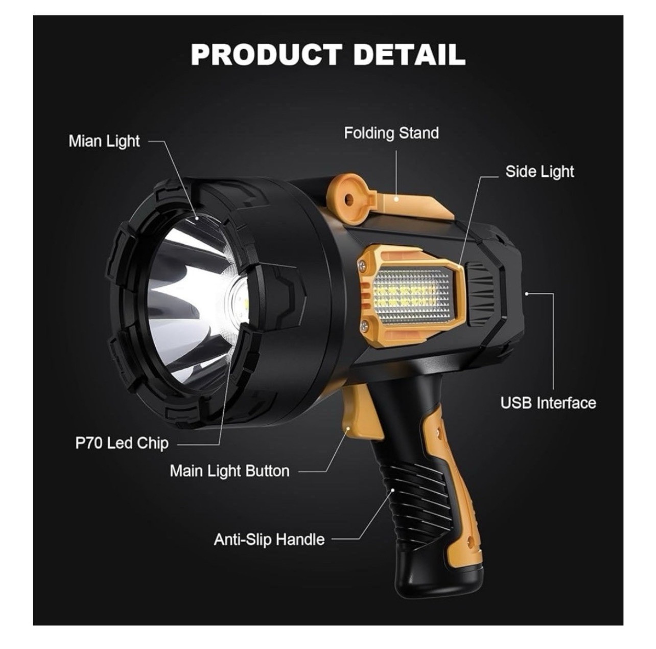 Rechargeable Super Bright Led Flashlight Handheld Spot Lights Outdoor
