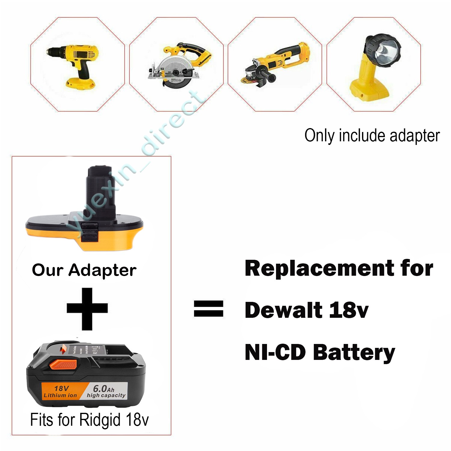 Battery Adapter For Ridgid 18V Battery Convert To Fits For Dewalt 18V Ni-cd Tool