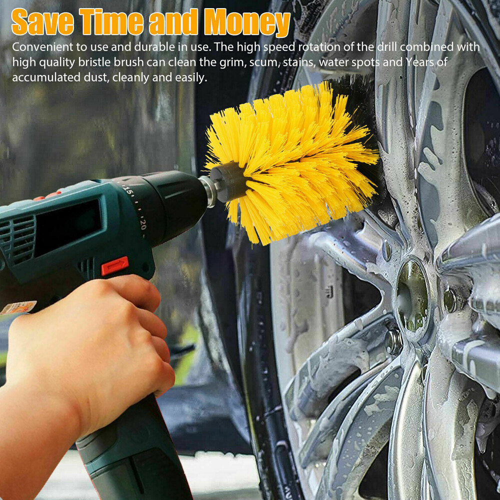 4PC Drill Brush Set Power Scrubber Drill Attachments Carpet Tile Grout Cleaning