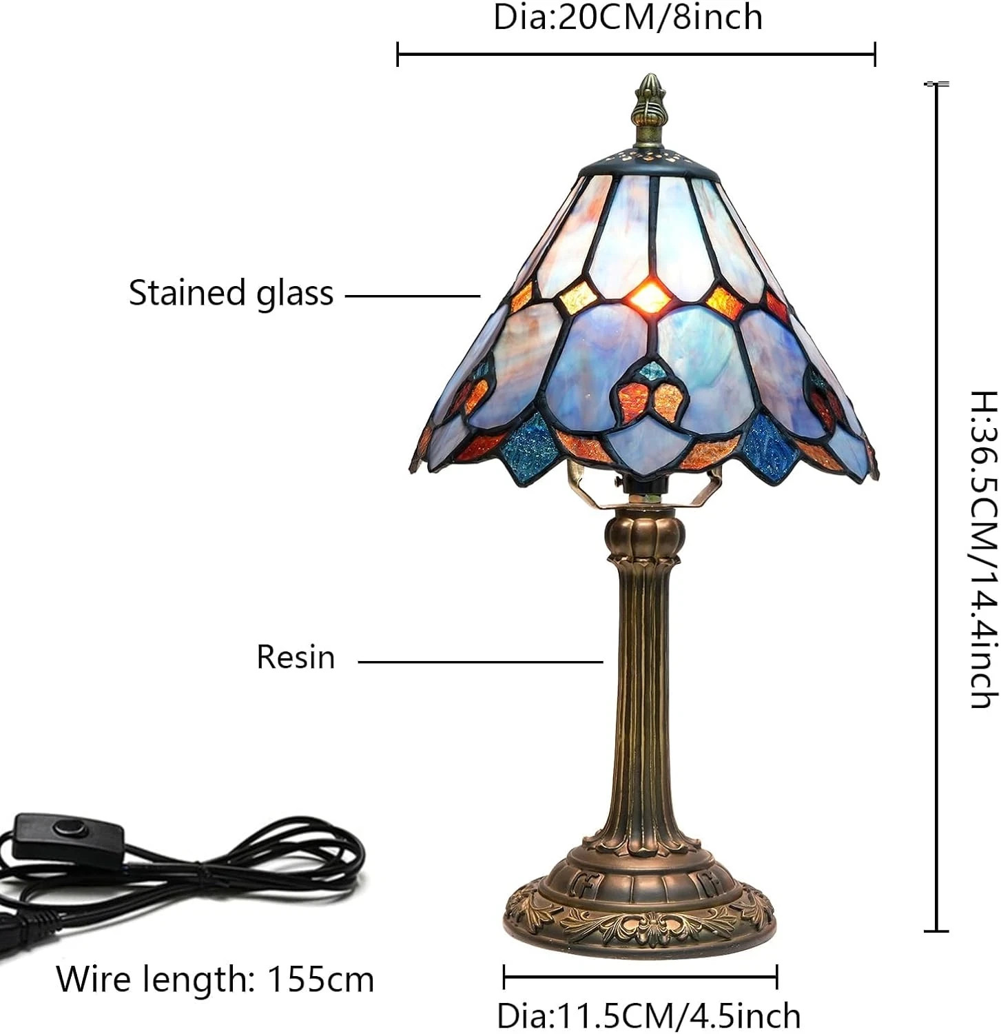 Tiffany Stained Glass Bedside Lamp – Cute Home Decor Gift for Any Room