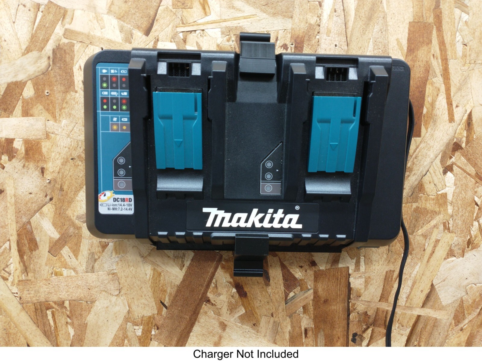 Wall Mount For Makita DC18RD 2-Battery Charger, Made in USA
