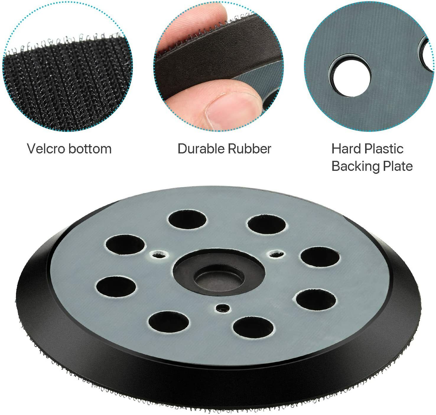 2-Pack 5 in Hook and Loop Sander Pad Replacement for Dewalt Makita Porter Cable