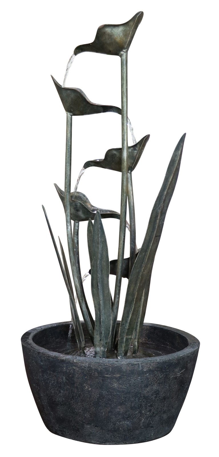 Metal Water Fountain Outdoor Tiered Fountain 35 in H Garden Decor Plant Decor