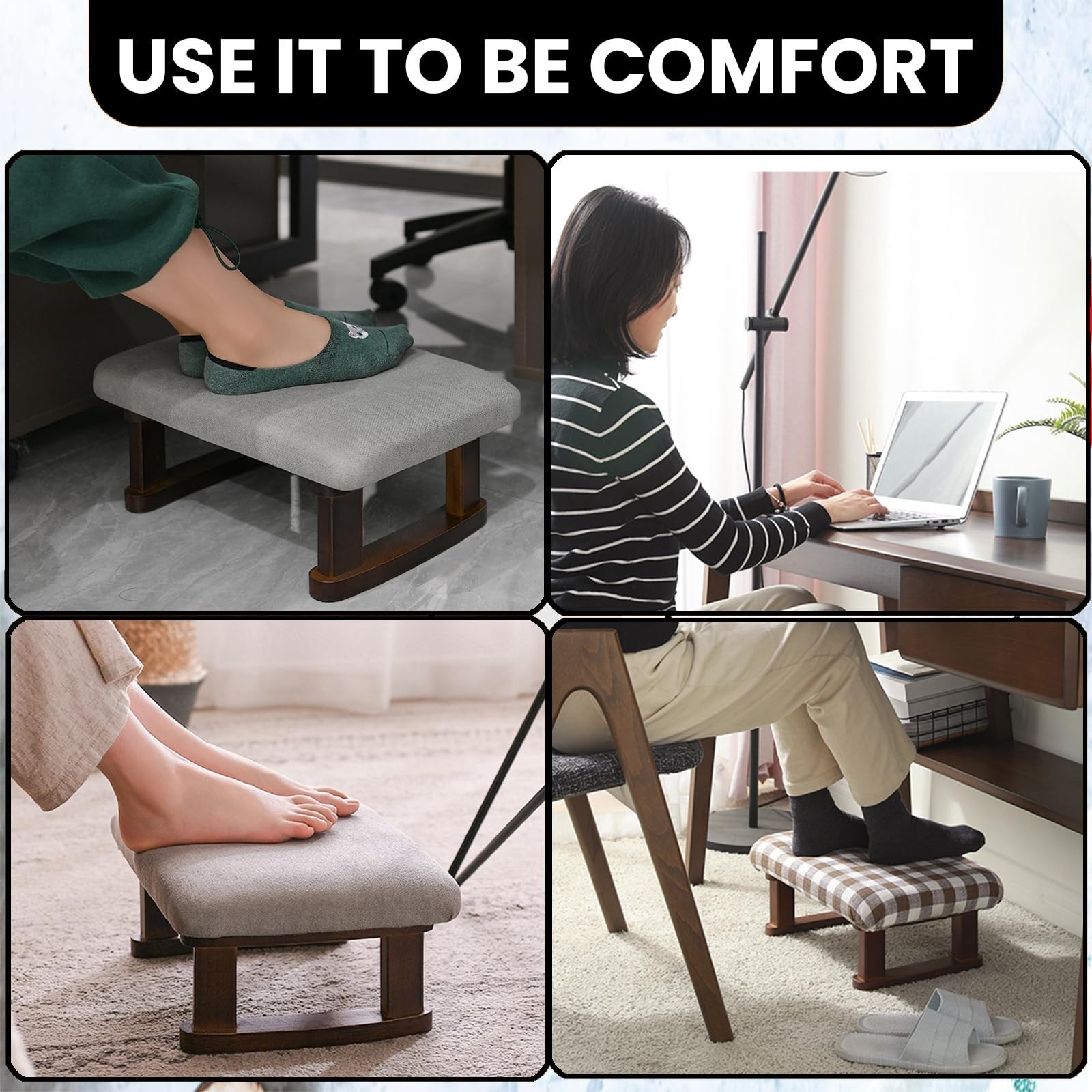 Small Footstool Office Under Desk Ottoman Padded Hassock 16.1″(41cm) x 6.7″(1…