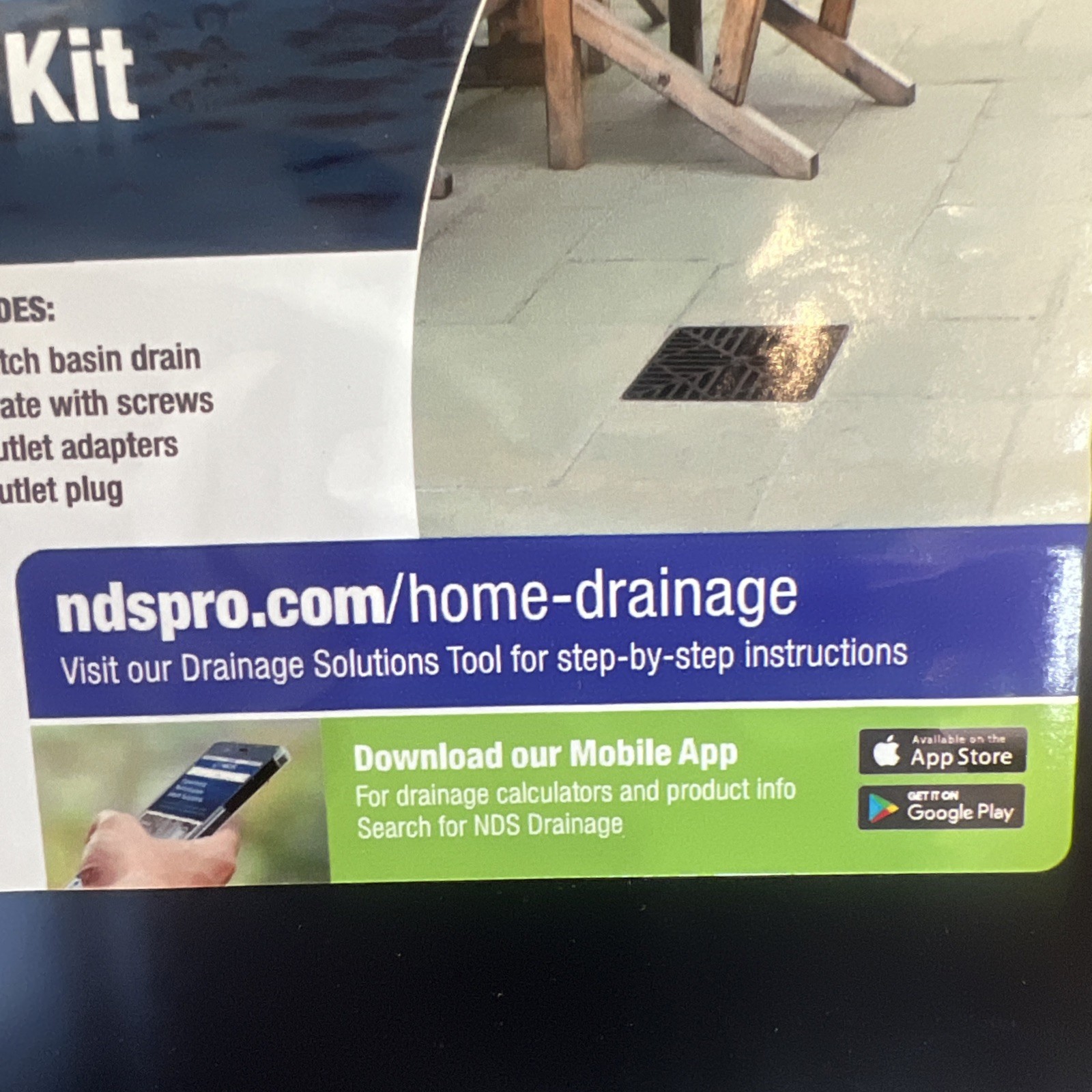 NDS 900BKIT 9 in. (9.38 in.) Square Catch Basin Drain Kit