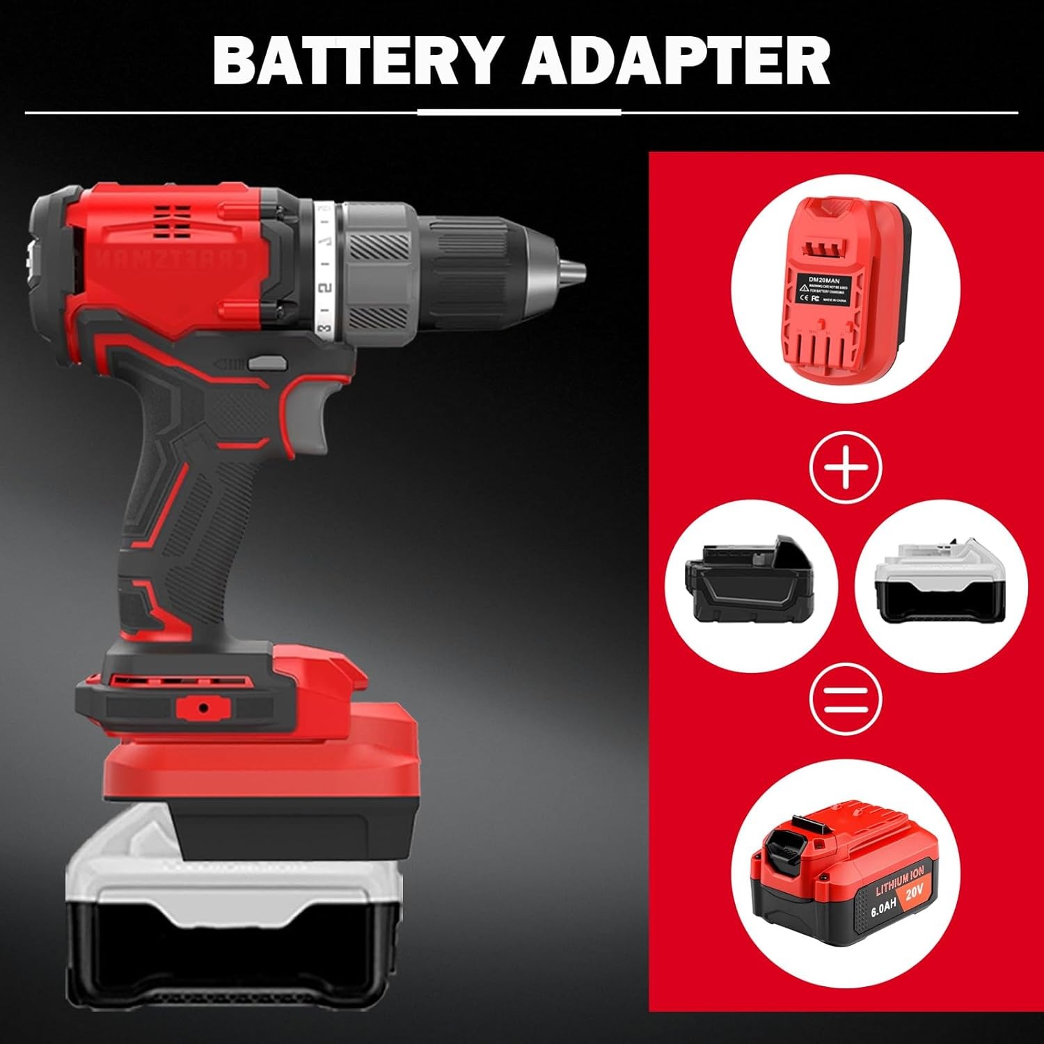 Battery Adapter for Milwaukee 18V Li-ion Battery to for Craftsman 20V Tool
