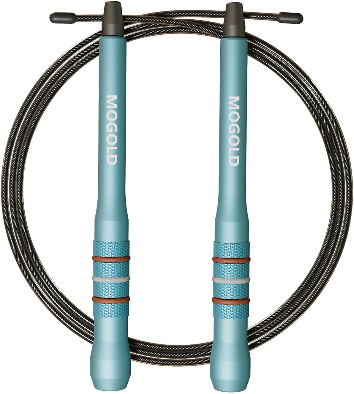 Speed Jump Rope, Turquoise Aluminum Alloy Handles with PVC Steel Wire, 17cm…