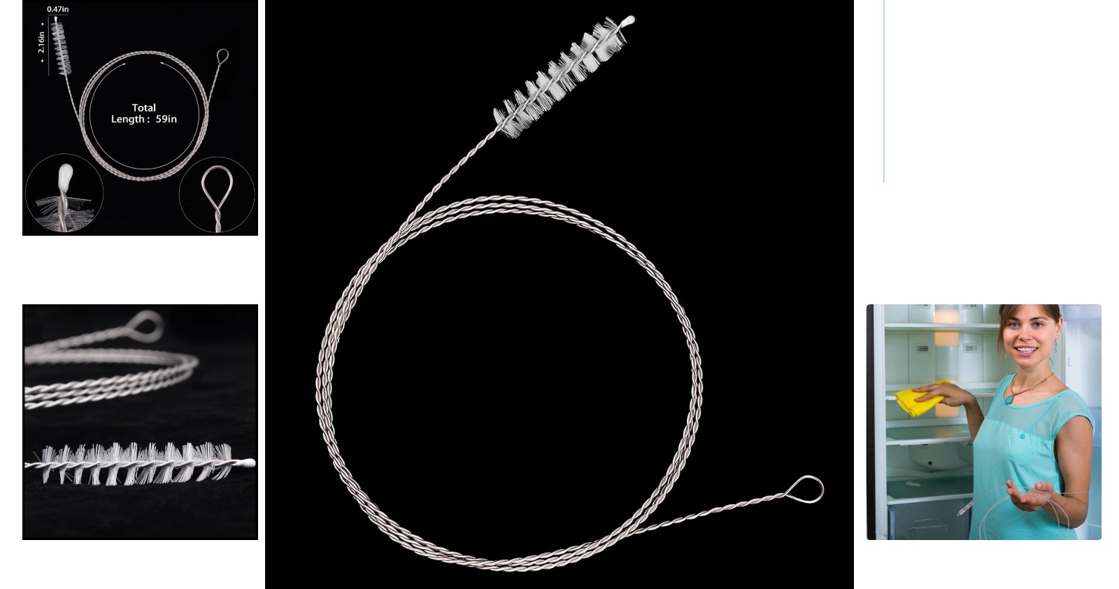 Effortless Drain Cleaning with 56-Inch Flexible Brush for Sinks & Refrigerators