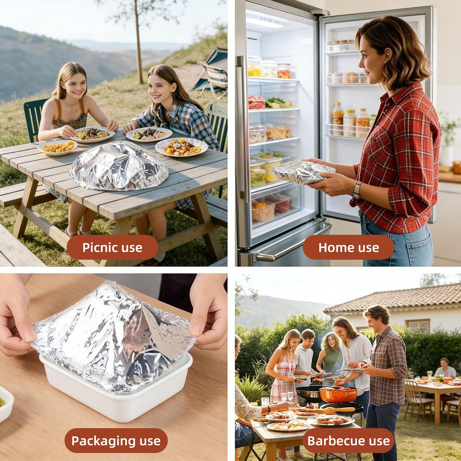 30/50 Pcs Stretchy Reusable Foil Cover for Plates, Bowls & Kitchen Food Storage