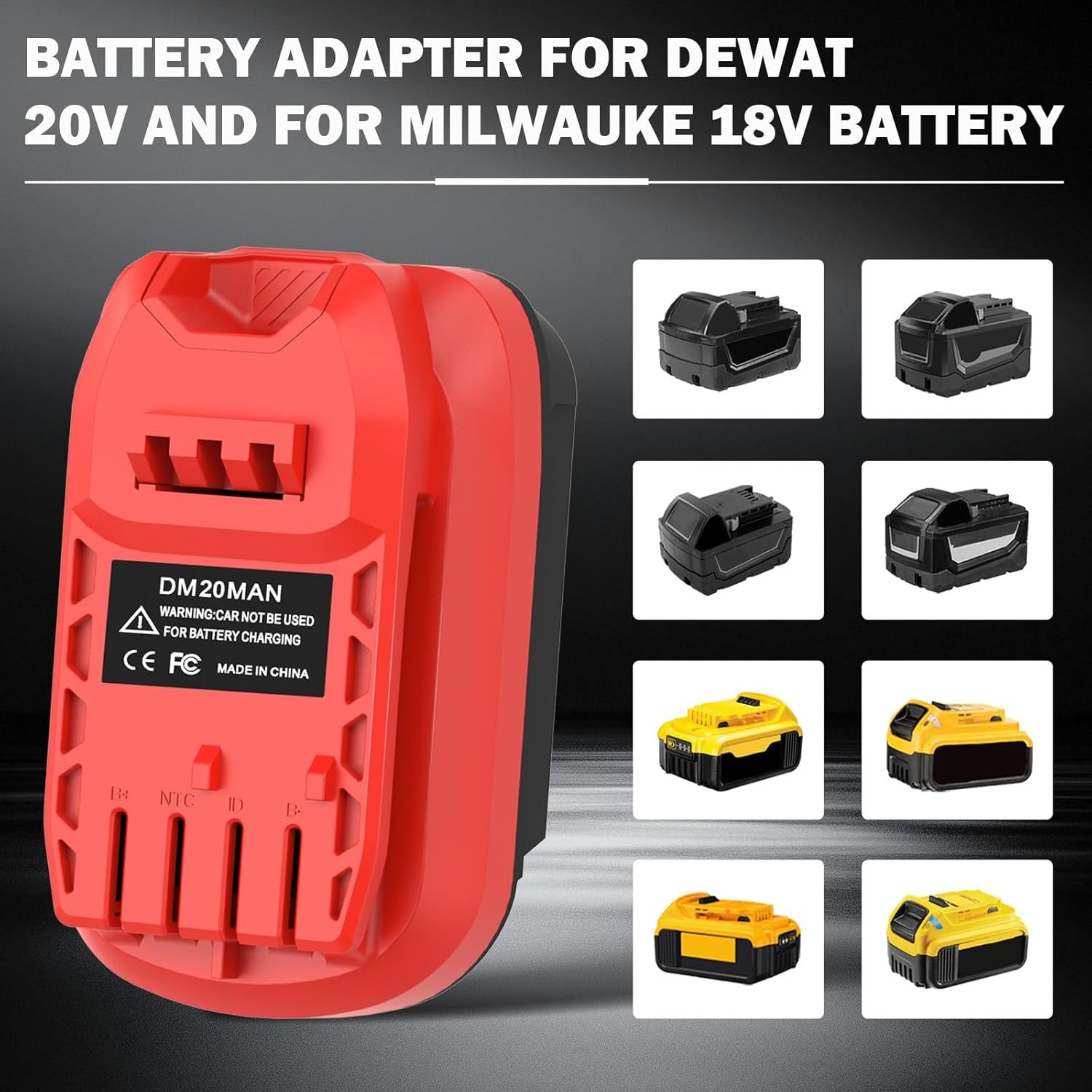 Battery Adapter for Milwaukee 18V Li-ion Battery to for Craftsman 20V Tool