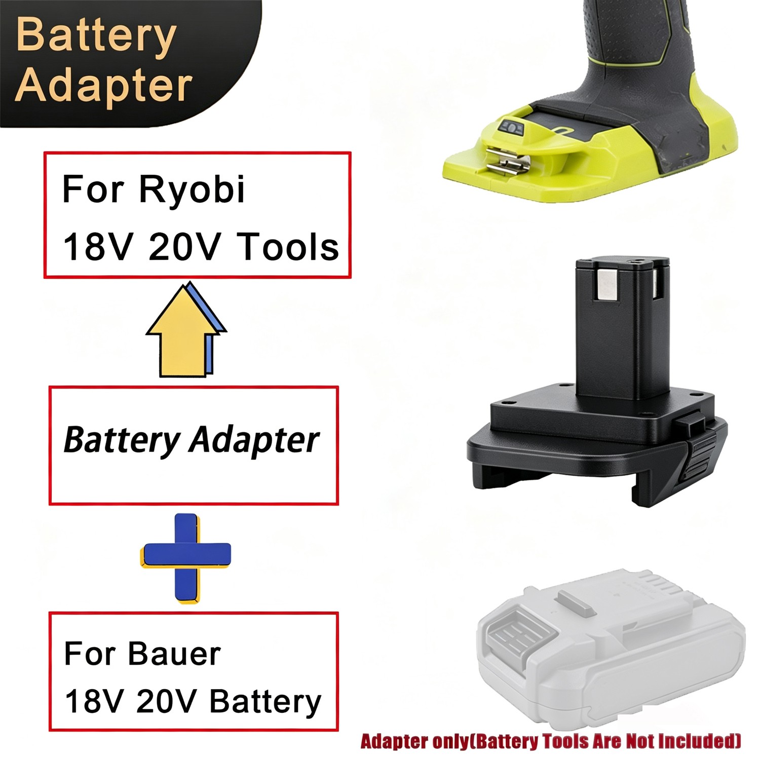 For Bauer 20V Lithium-Ion Battery Adapter To Fits For Ryobi 18V Power Tools