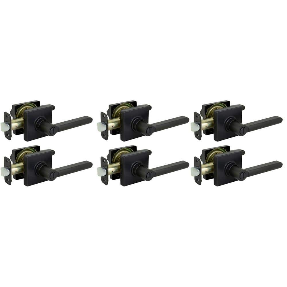 Defiant Tonebridge Matte Black Privacy Door Handle Square Rose 6-Piece