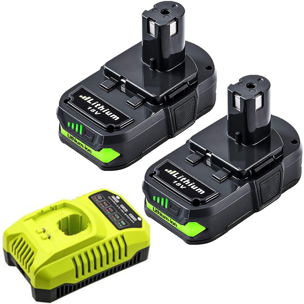 2Pack 18Volt P102 Replace for Ryobi 18V Batteries and Charger Combo for 18 Volt