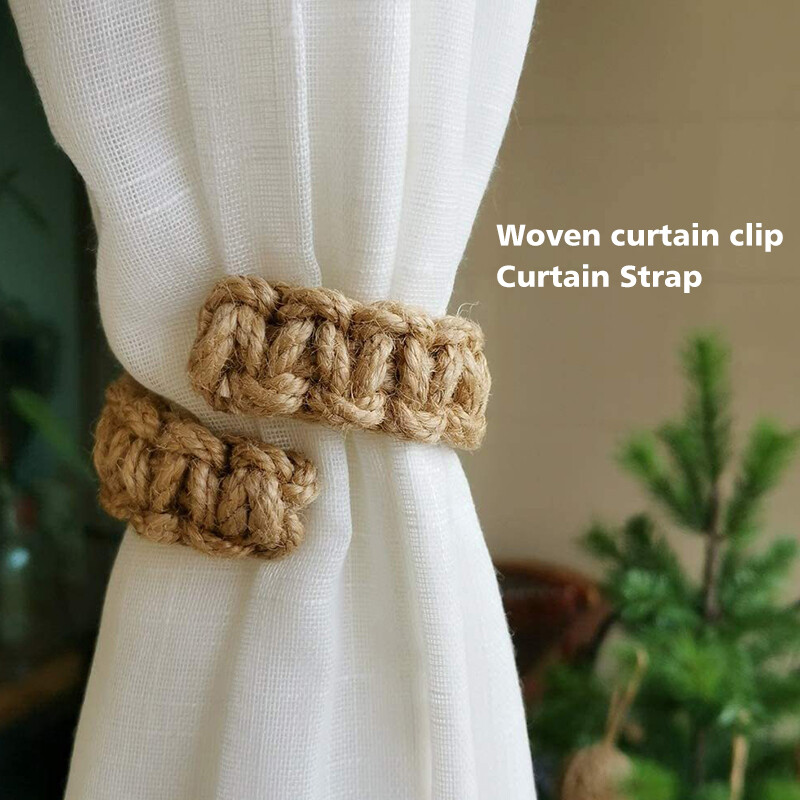 4X Twist Curtain Buckles Jute Braided Curtain Tie Rope Tieback Holder Clips US