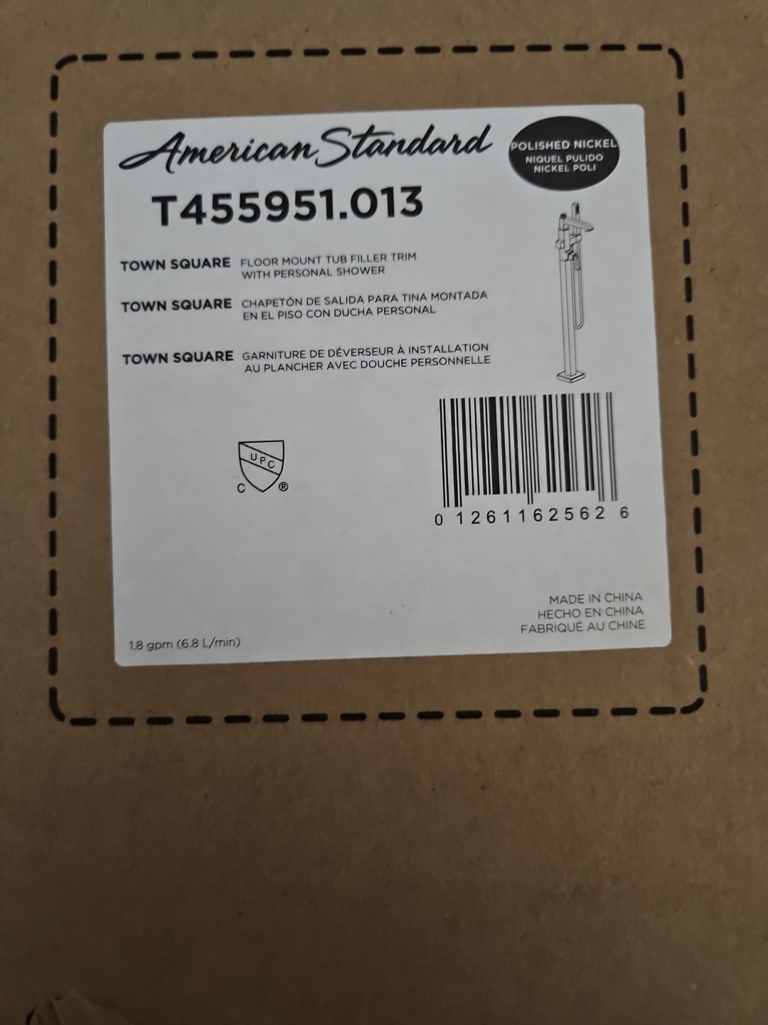 American Standard T455951.013 Town Square Freestanding Floor Mounted Tub Filler