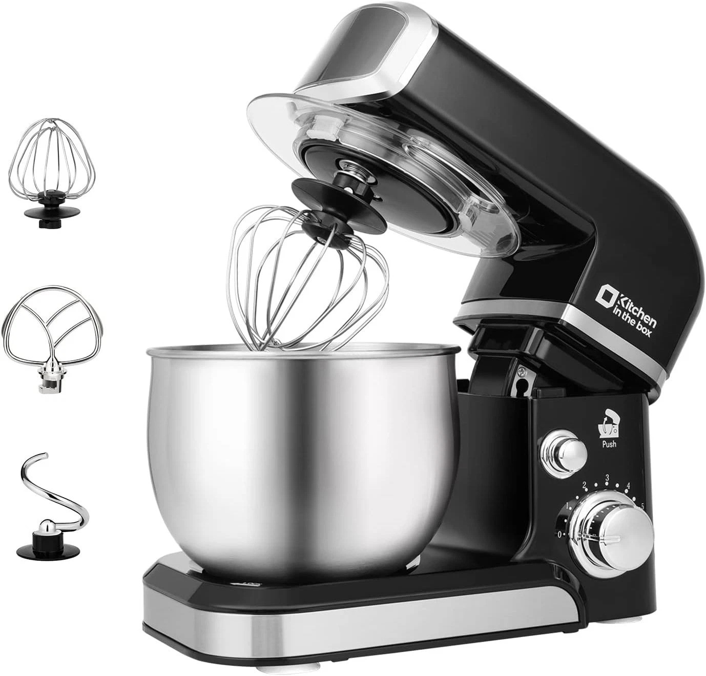 3.2Qt Black Stand Mixer with 6 Speeds & Easy Clean Dishwasher Safe Parts