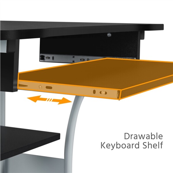 Rolling Computer Desk w/ Printer Shelf Laptop Writing Study Table Home Office