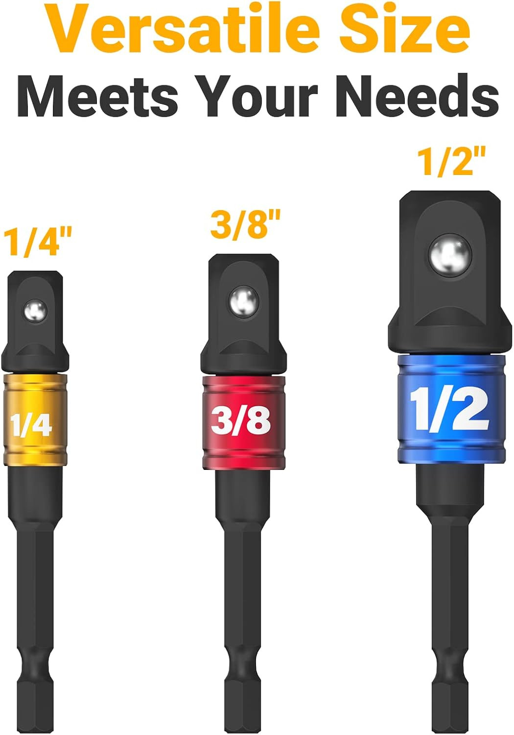 Impact Socket Adapter Set for Drill – Tools for Men Gadgets 1/4″ 3/8″ 1/2″ Impac