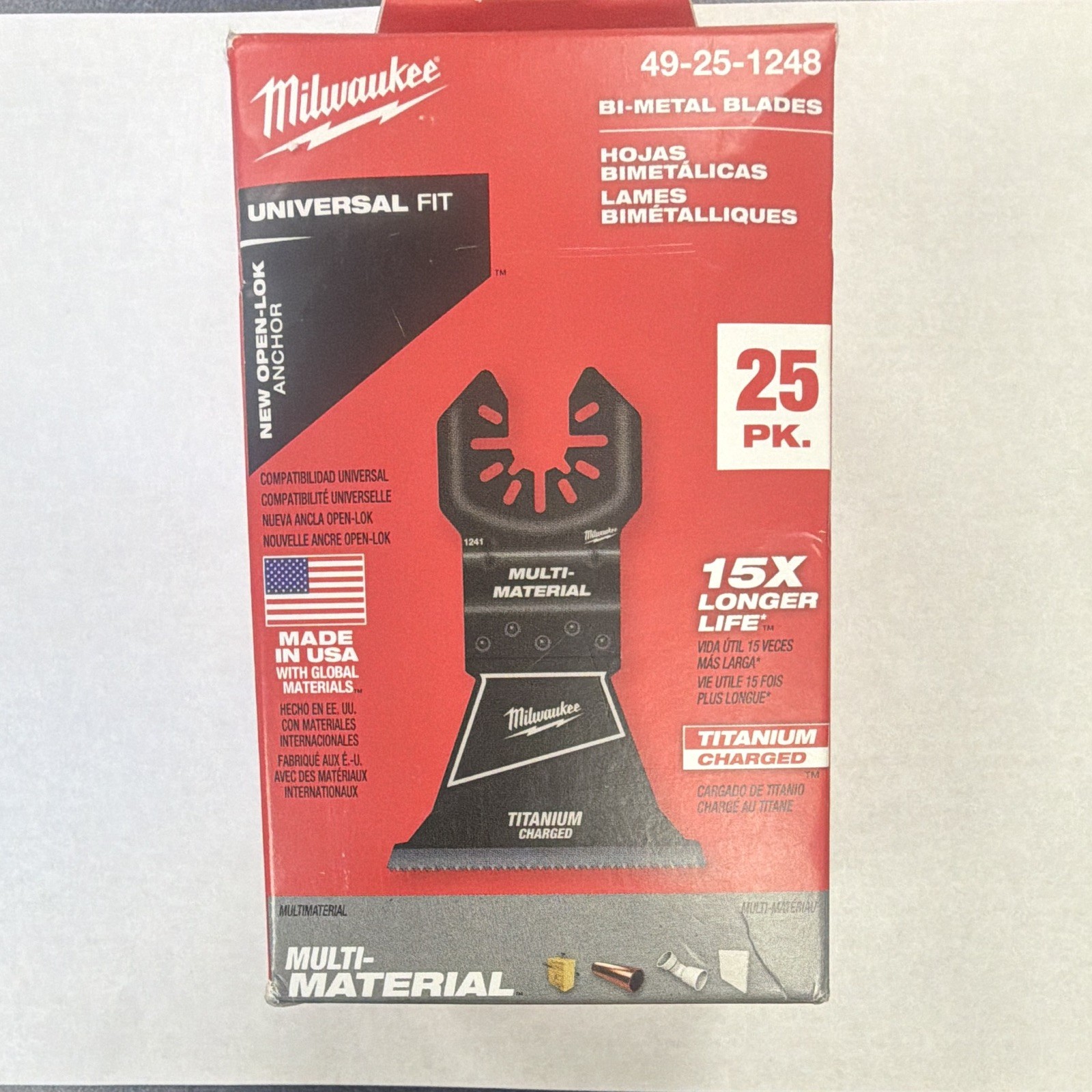 Milwaukee 49-25-1248 Bi-Metal Multi-Material Oscillating Blades Universal 25