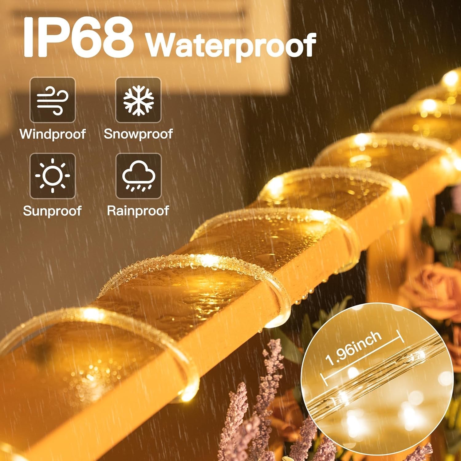 LED Rope Lights 50ft Waterproof Outdoor Indoor Dimmable Remote Decor