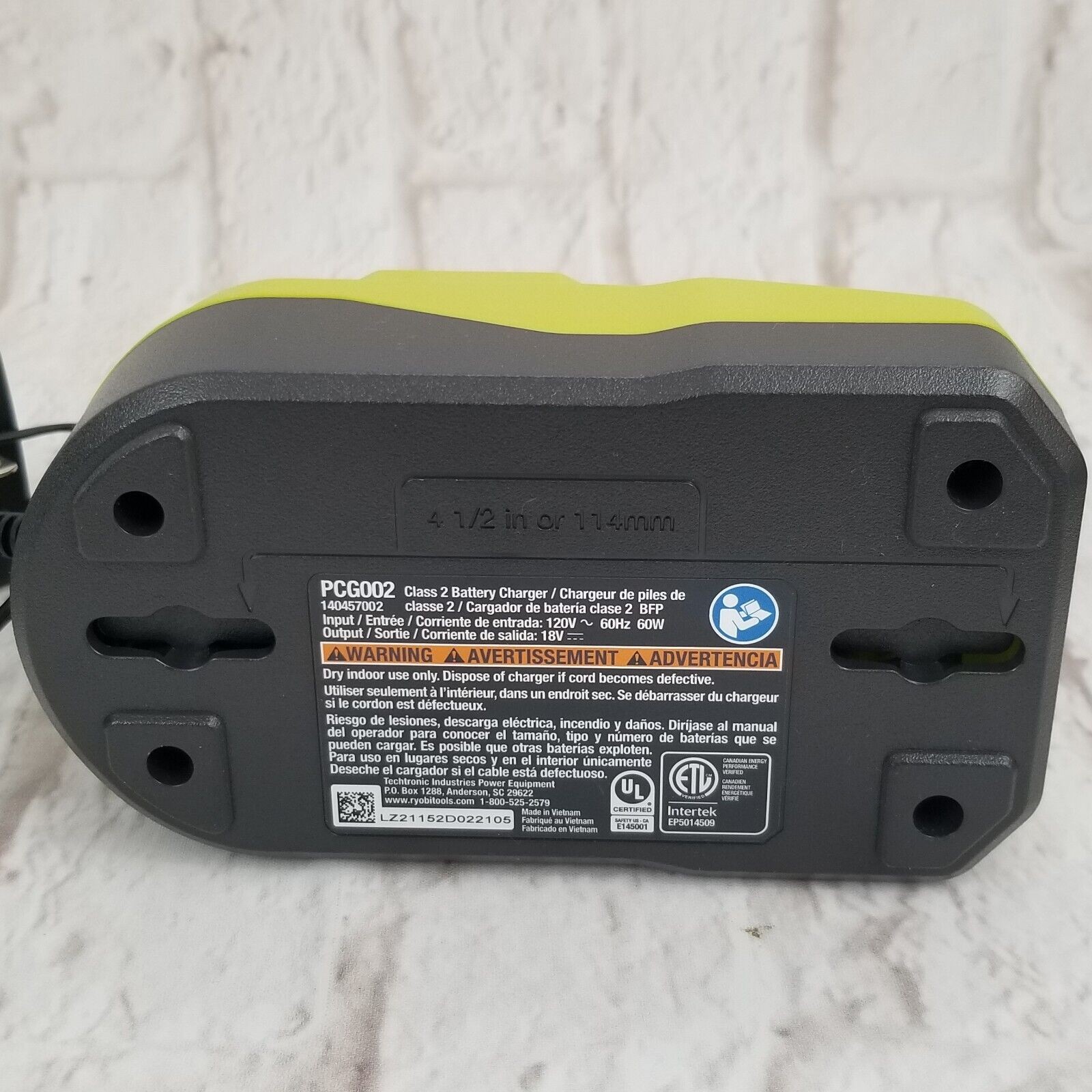 Ryobi PCG002 18V ONE+ Li-Ion Battery Charger never used