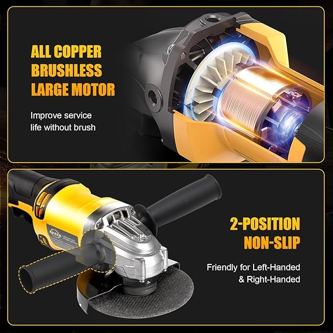 Cordless Angle Grinder Compatible Dewalt 20V MAX Battery 4-1/2″ to 5″ Brushless
