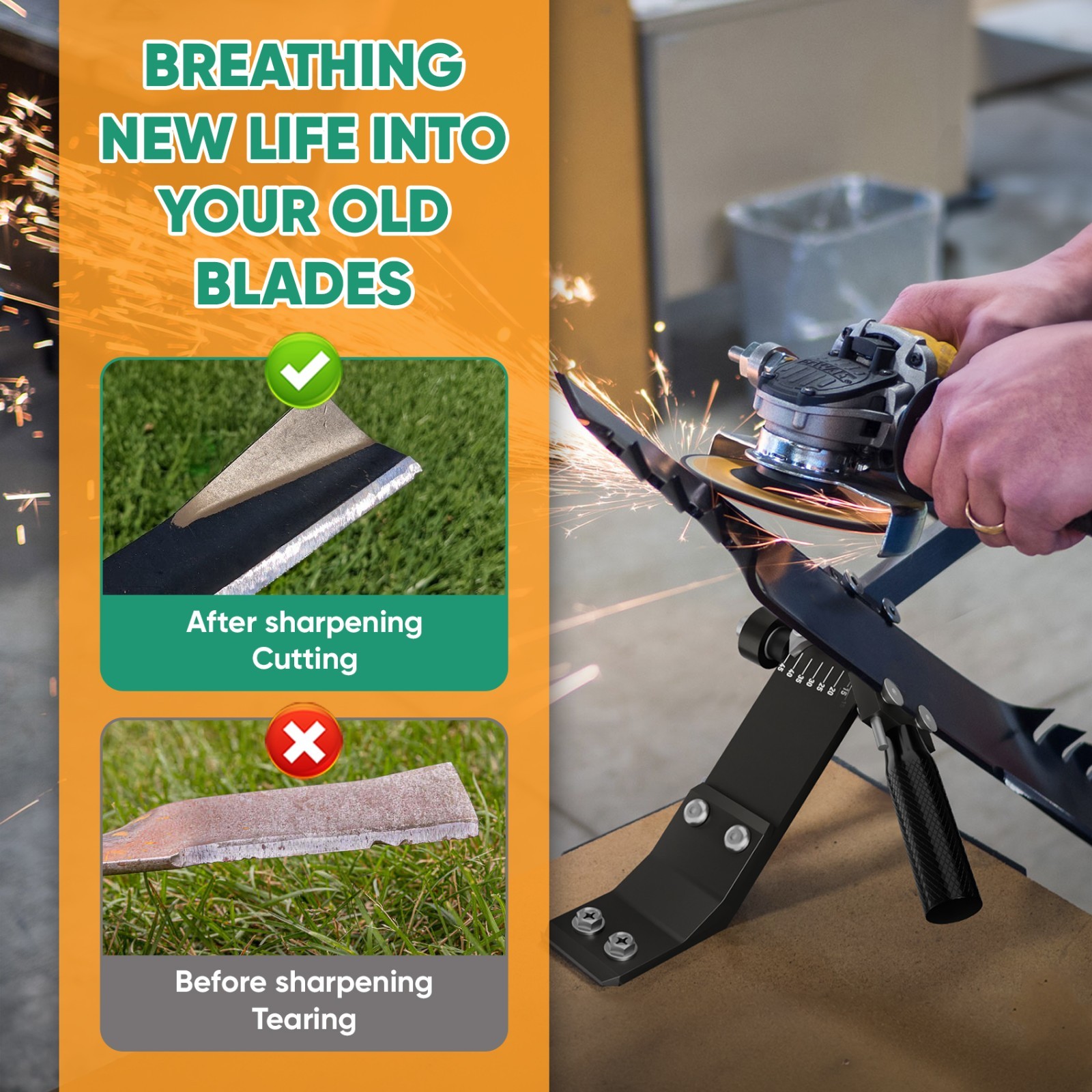 NEW Lawn Mower Blade Sharpener 15°-45° Adjustable Lawnmower Blade Sharpener US