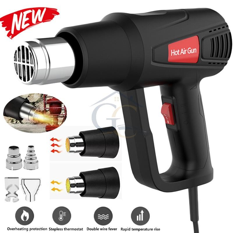 2000W Heat Gun Hot Air Gun Wind Blower Dual Temperature Settings High Power Tool