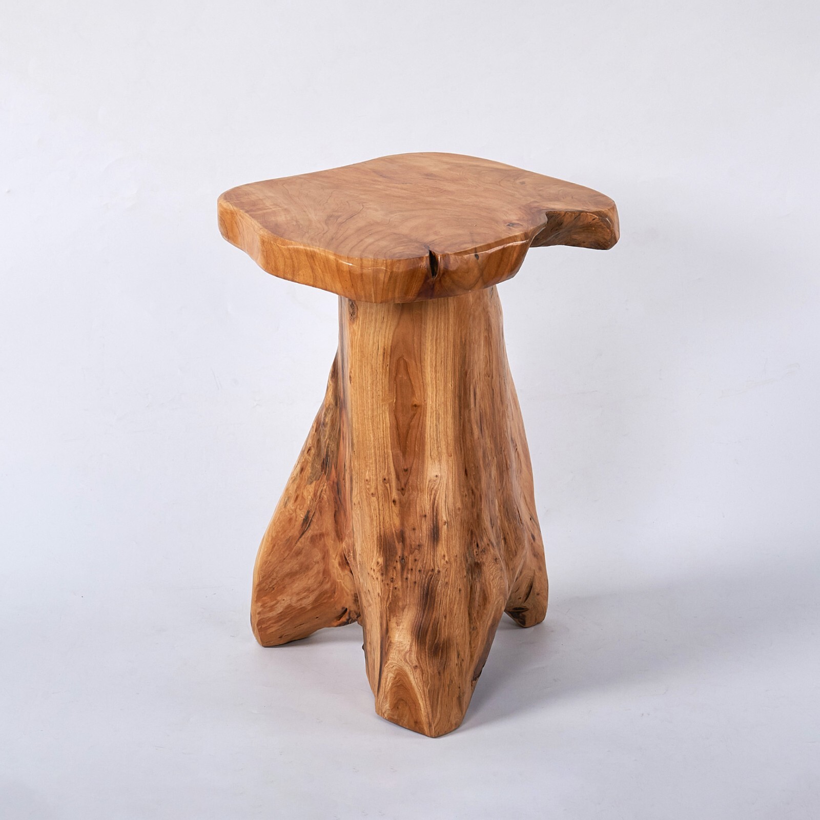 Rustic Cedar Roots Flower Stand Stool, Tree Stump Stool Side Table 19.5″ H