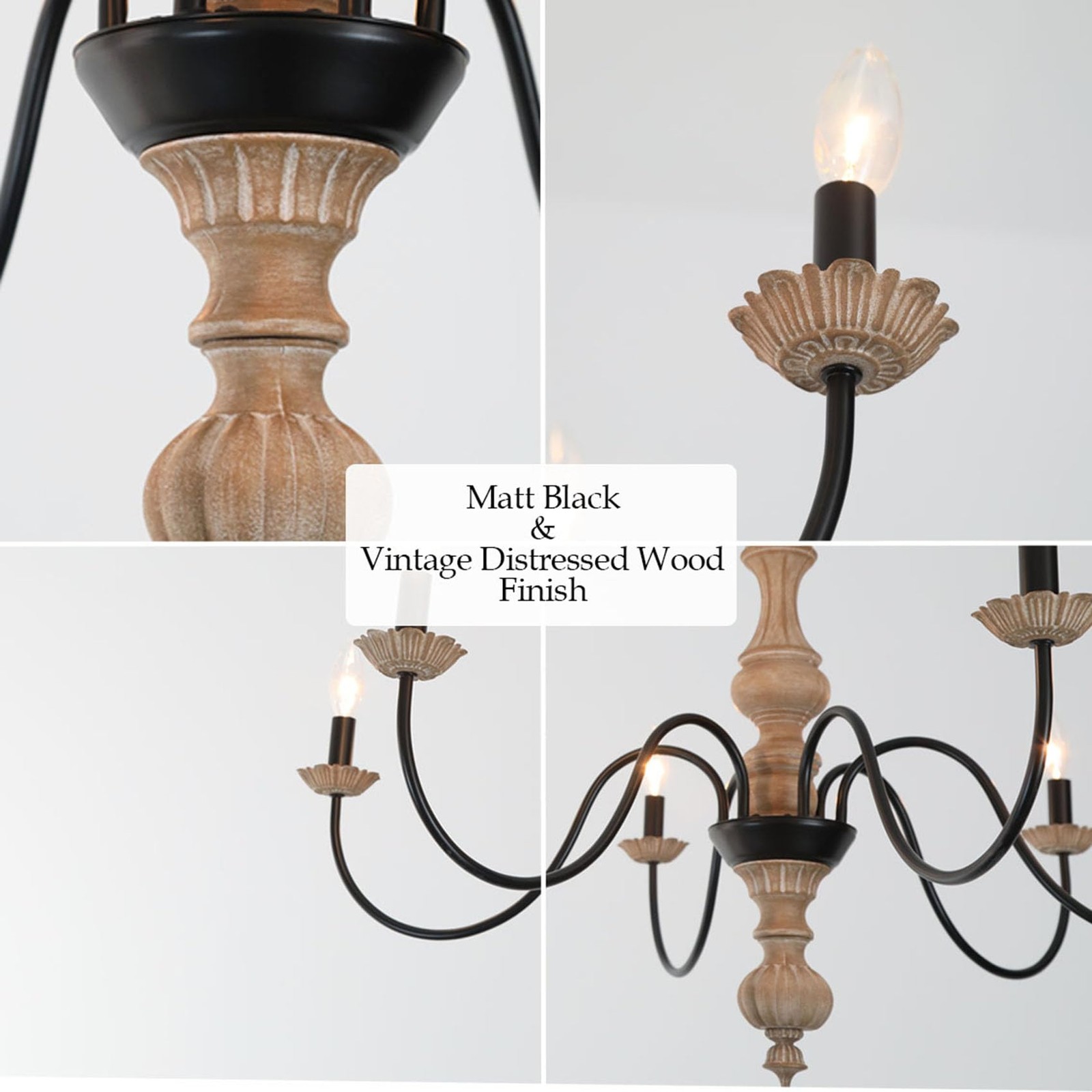 35in Large French Country Chandelier 6 Light Farmhouse Metal Chandeliers Ligh…