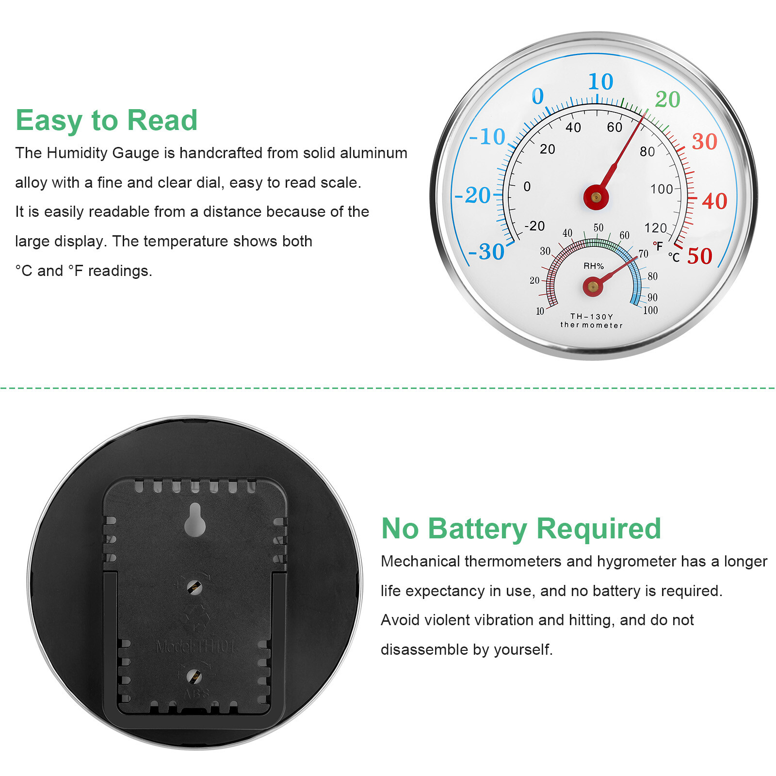 2pcs Analog Thermometer Hygrometer Humidity Meter Gauge Temperature Room Indoor