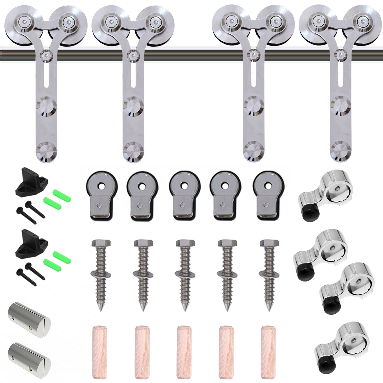 CCJH 4FT-16FT Stainless Steel Sliding Barn Door Hardware Kit Track for Wood Door