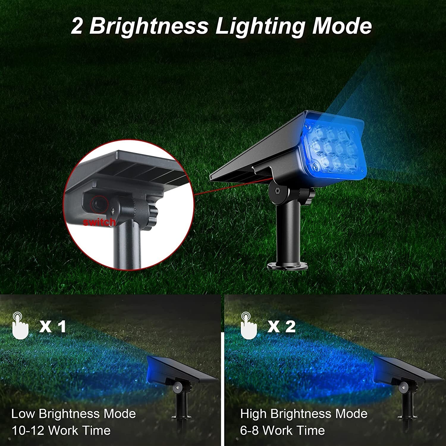 T-SUN Solar Spot Light BLUE Landscape Light Outdoor Garden Pathway Yard Lamp USA